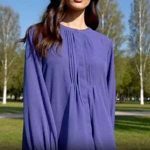 Banana Republic Women's Blue Long Sleeve Button Front Blouse Sz S VG